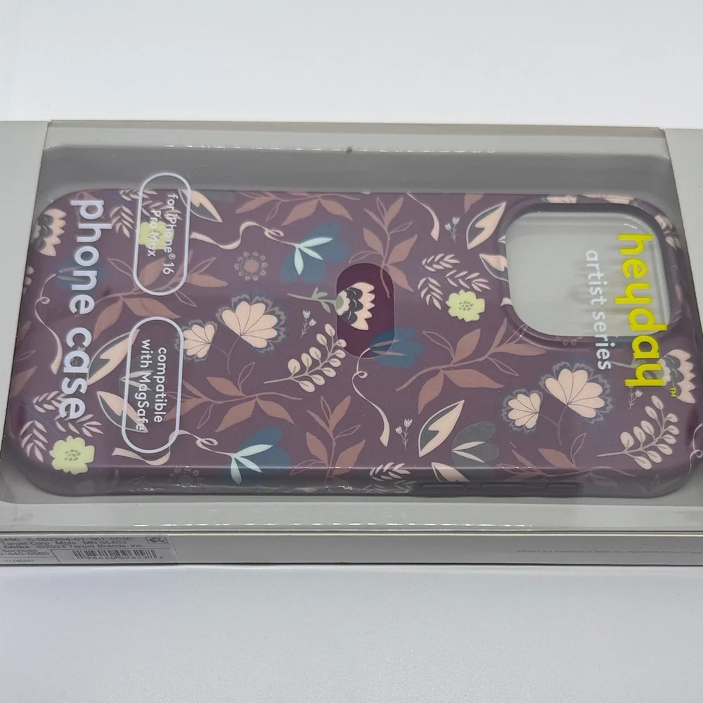 Heyday iPhone 16 Pro Max Case Purple Floral MagSafe Compatible NWT